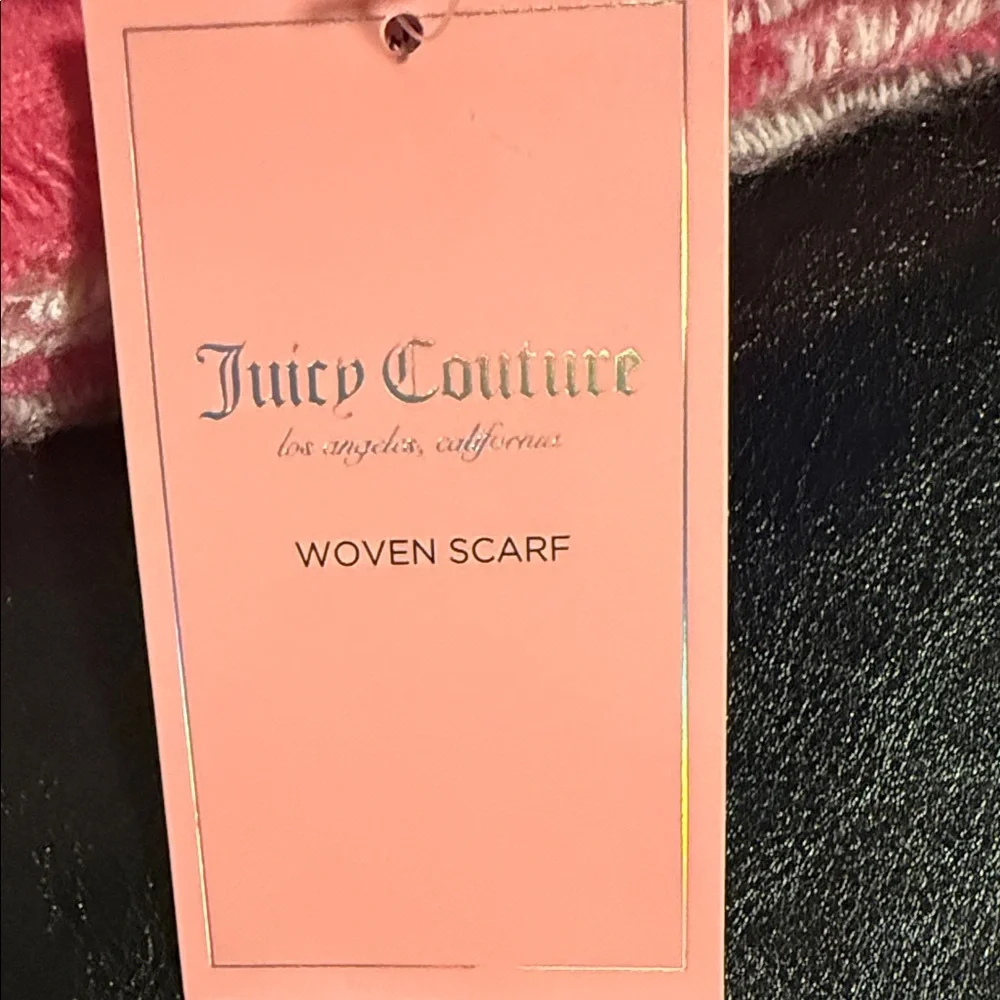Juicy Couture Pink and Cream Checkered Scarf with Black Floral Wallet